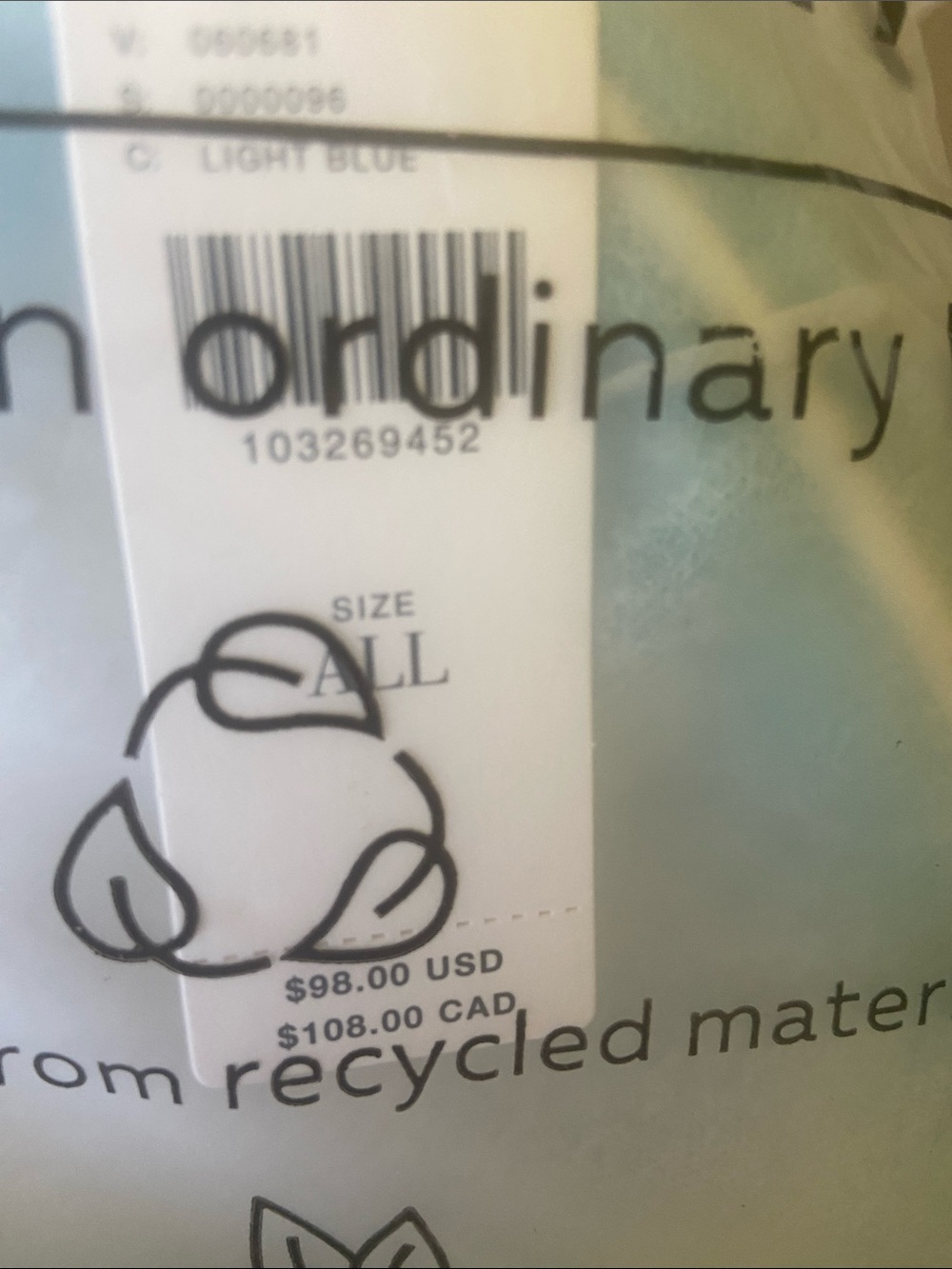 Light Blue Vegan Tote (Eco-Friendly) - Picture 4 of 6